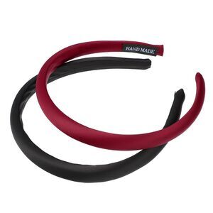 2 Pcs Solid Simple Silk Anti Slip Headbands Red Black